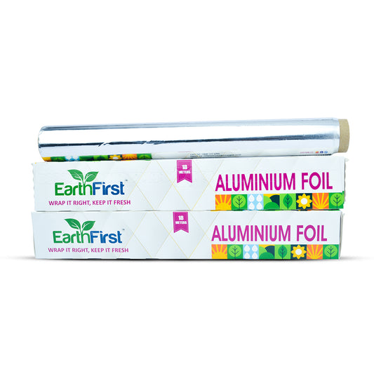 Earthfirst Aluminum Foil 18 Meter – Pack of 2 | Heavy Duty & Food Grade Silver Foil Roll | Ideal for Cooking, Baking, Wrapping & Grilling | Kitchen Use Foil Paper