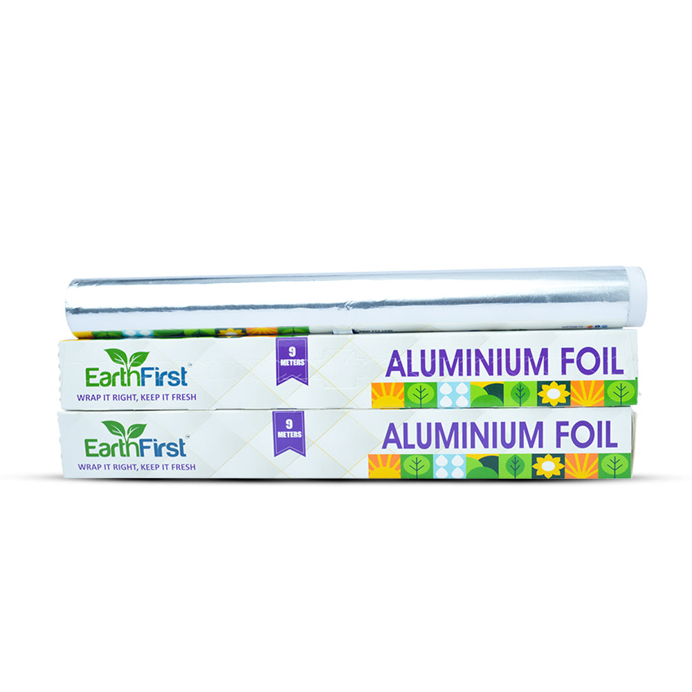earthfirst aluminum foil 9 meter net – pack of 2 | food grade silver foil for kitchen | ideal for cooking, wrapping, grilling & baking | extra strong & safe for food use