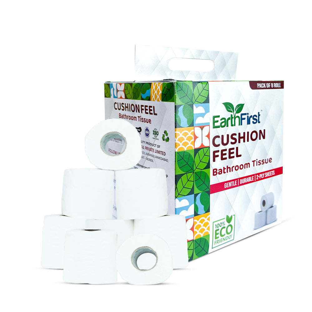 earthfirst cushion feel bathroom tissue – 2 ply, 8 rolls, 160 pulls each | soft & absorbent toilet paper for daily use