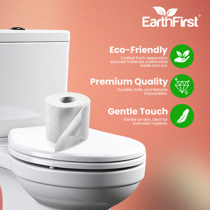 Earthfirst Cushion Feel Bathroom Tissue – 2 Ply, 8 Rolls, 160 Pulls Each | Soft & Absorbent Toilet Paper for Daily Use