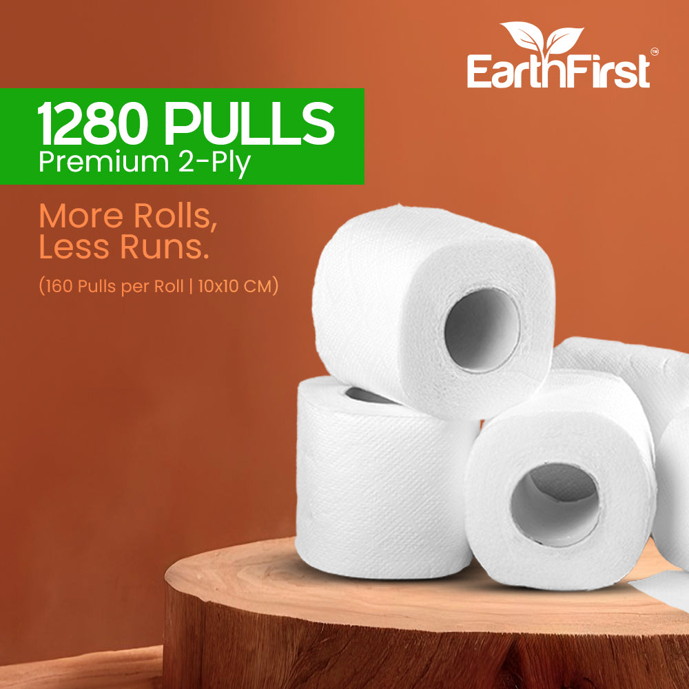 earthfirst cushion feel bathroom tissue – 2 ply, 8 rolls, 160 pulls each | soft & absorbent toilet paper for daily use