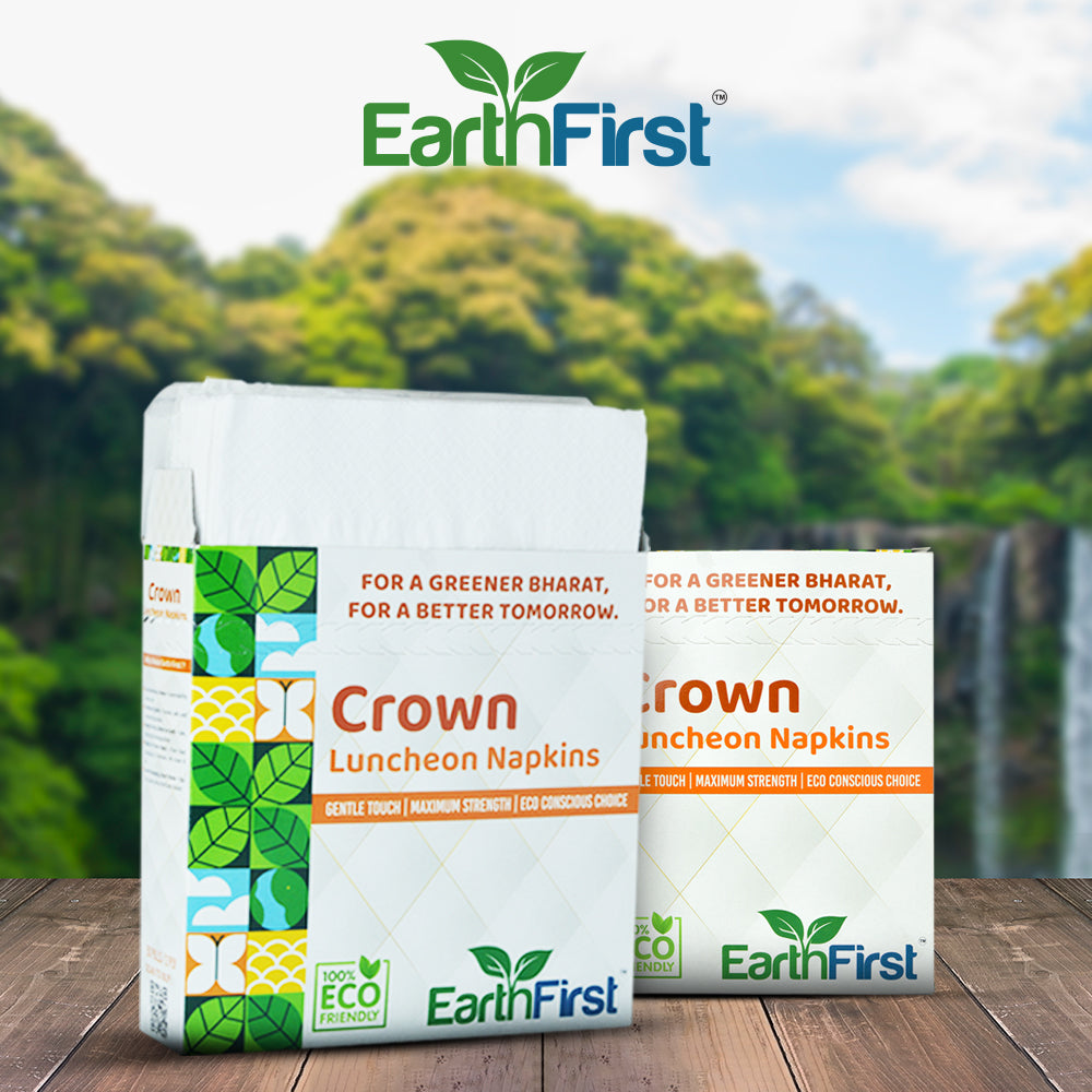 earthfirst crown tissue paper – 33x33 cm, 2 ply soft facial napkins (pack of 2) | 50 pulls per pack | premium disposable tissue for home, office, dining & travel use