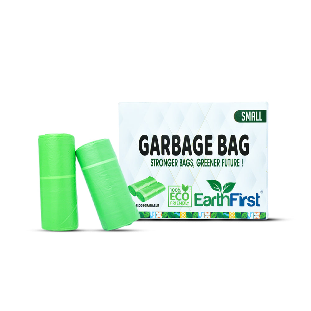 earthfirst oxo-biodegradable garbage bags 17x19 inches (pack of 4 rolls) – 120 pieces (30 pieces x 4 rolls) | eco-friendly small trash bags for home, kitchen & office | leak-proof & tear-resistant