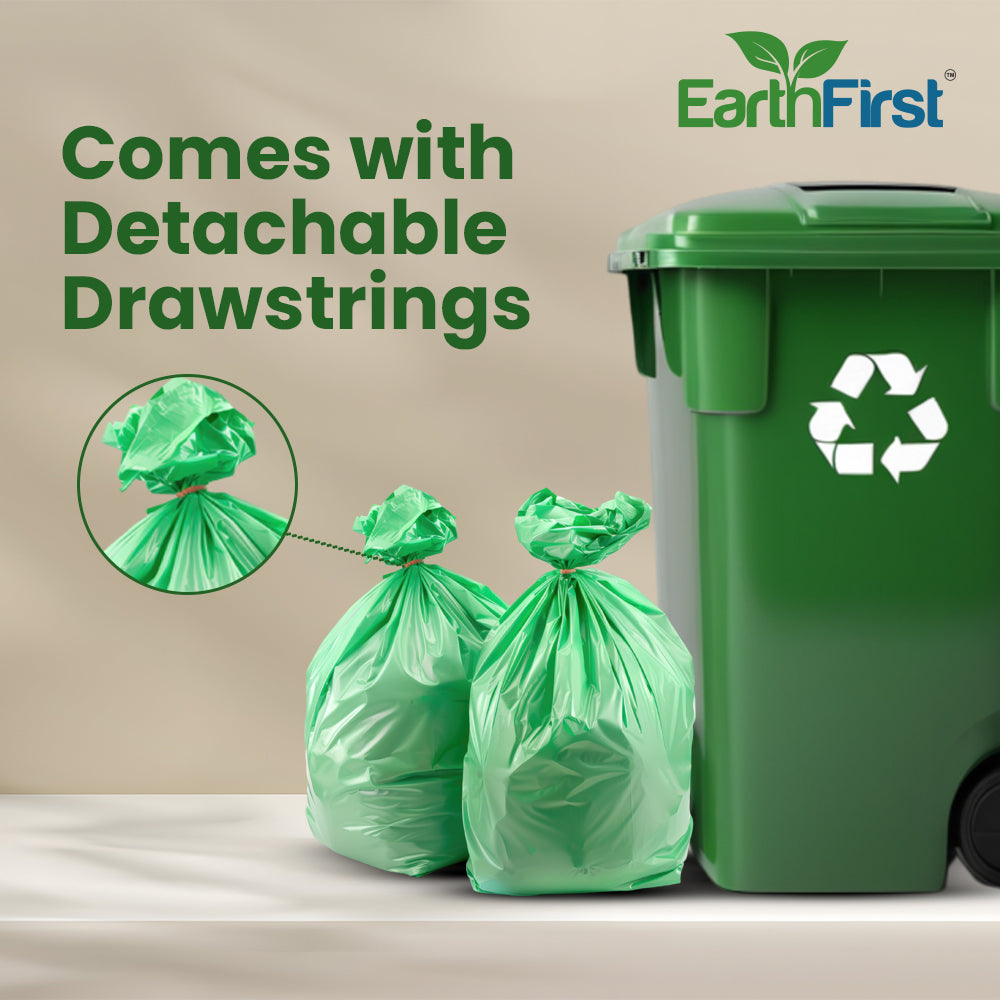 earthfirst oxo-biodegradable garbage bags 17x19 inches (pack of 4 rolls) – 120 pieces (30 pieces x 4 rolls) | eco-friendly small trash bags for home, kitchen & office | leak-proof & tear-resistant