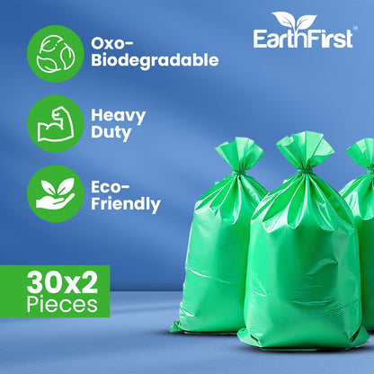 EarthFirst OXO-Biodegradable Garbage Bags 24X32 Inches (Pack of 4 Rolls) – (15 Pieces X 4 Rolls) 60 Large Trash Bags | Heavy-Duty, Leak-Proof, Tear-Resistant Dustbin Liners for Home, Kitchen & Office Brand: EarthFirst