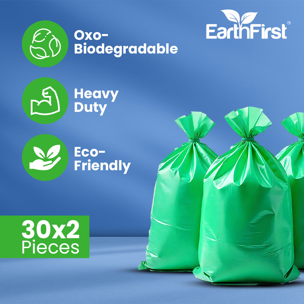 earthfirst oxo-biodegradable garbage bags 19x21 inches (pack of 4 rolls) – 120 pieces (30 pieces x 4 rolls) | eco-friendly medium trash bags for home, kitchen & office