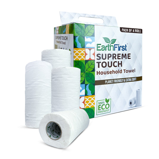 EarthFirst Supreme Touch Kitchen Tissue Roll – 4 Rolls x 60 Sheets (Total 240 Sheets) | 2-Ply, Soft & Absorbent | Premium Kitchen Paper Towel for Home & Office Use
