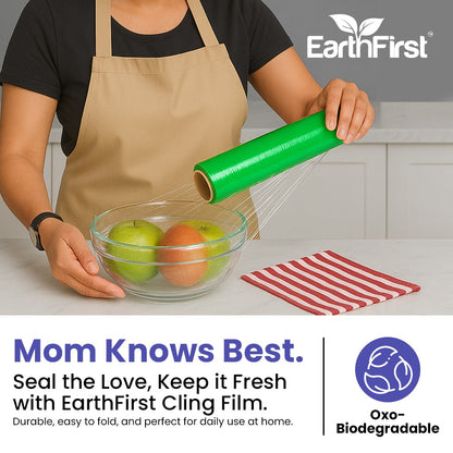 Earthfirst Oxo-Biodegradable Cling Film Roll – 30 Meter | Eco-Friendly Food Wrap | Compostable & Microwave Safe | Plastic-Free Kitchen Solution
