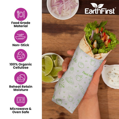 Earthfirst Premium Food Wrapping Paper – 21 Meter | Greaseproof, Eco-Friendly & Microwave-Safe | Ideal for Packing Snacks, Roti, Sandwiches & Lunch